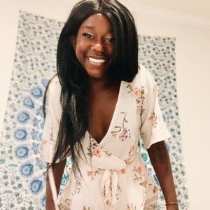 Light pink floral romper